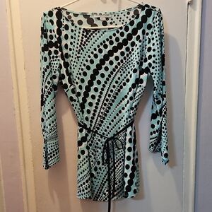 Danny & Nicole Blue and Black Polka Dot Top